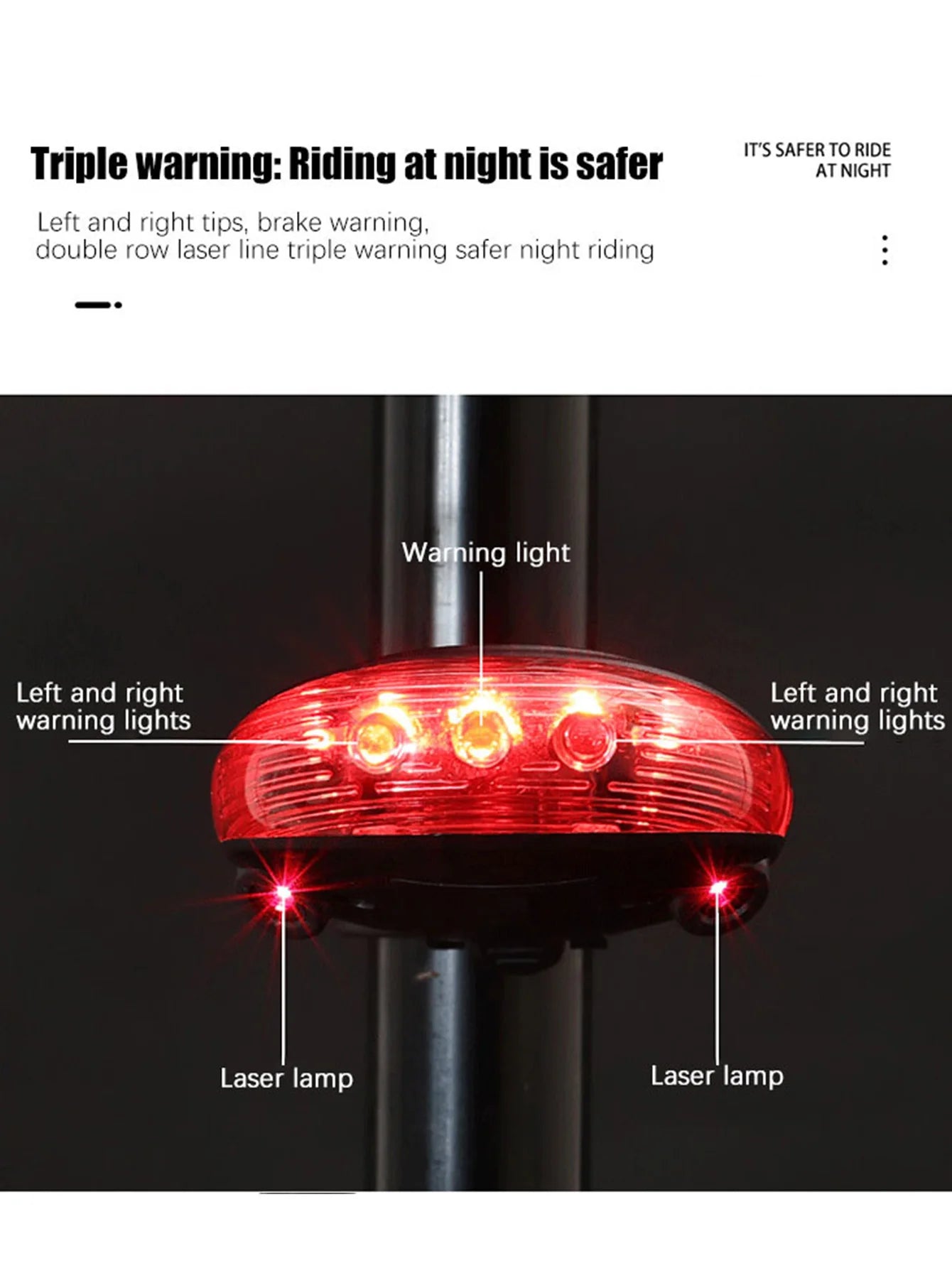 Waterdichte LED Fietslamp met Laser